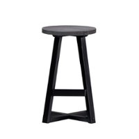 Walker Edison - Rustic Distressed Solid Wood Dining Stool - Gray - Front_Zoom