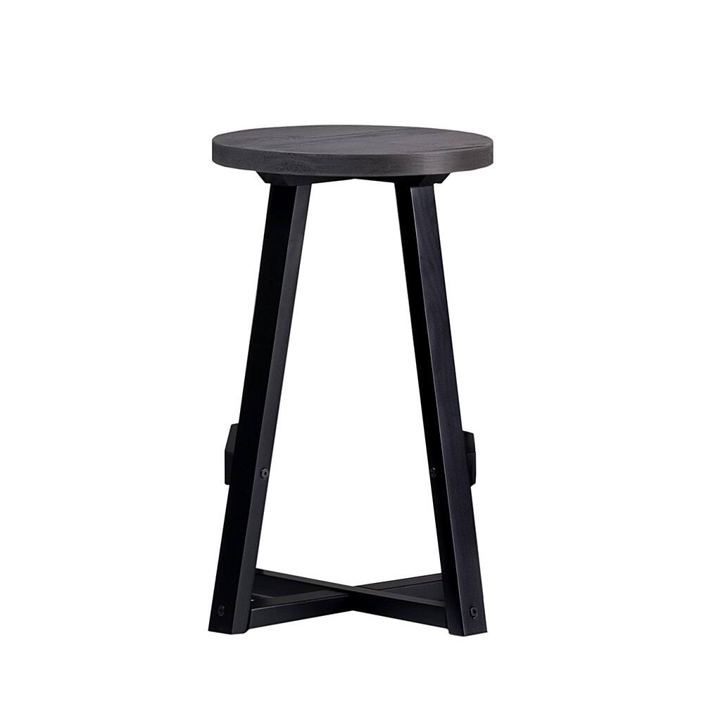 Alt View 24. Walker Edison - Rustic Distressed Solid Wood Dining Stool (Set of 2) - Grey.