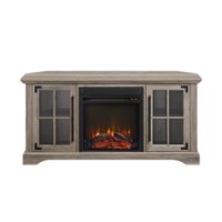 Walker Edison - Farmhouse Corner Fireplace TV Stand for TVs up to 55” - Grey Wash - Front_Zoom