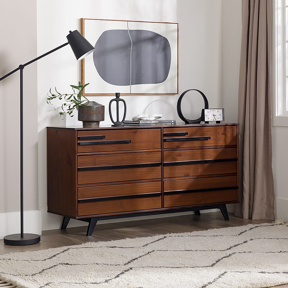 Best Buy: Walker Edison Modern Minimal Solid Wood 6-Drawer Dresser ...