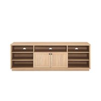 Walker Edison - Transitional Open and Closed-Storage Media Console for TVs up to 75” - Coastal Oak - Front_Zoom