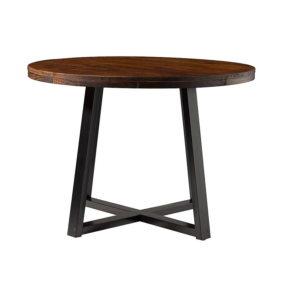 Walker Edison Rustic Distressed Solid Wood Round Dining Table Mahogany ...