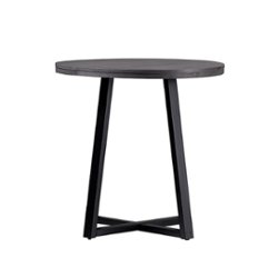 Walker Edison - Rustic Distressed Counter-Height Solid Wood Dining Stool - Grey - Front_Zoom