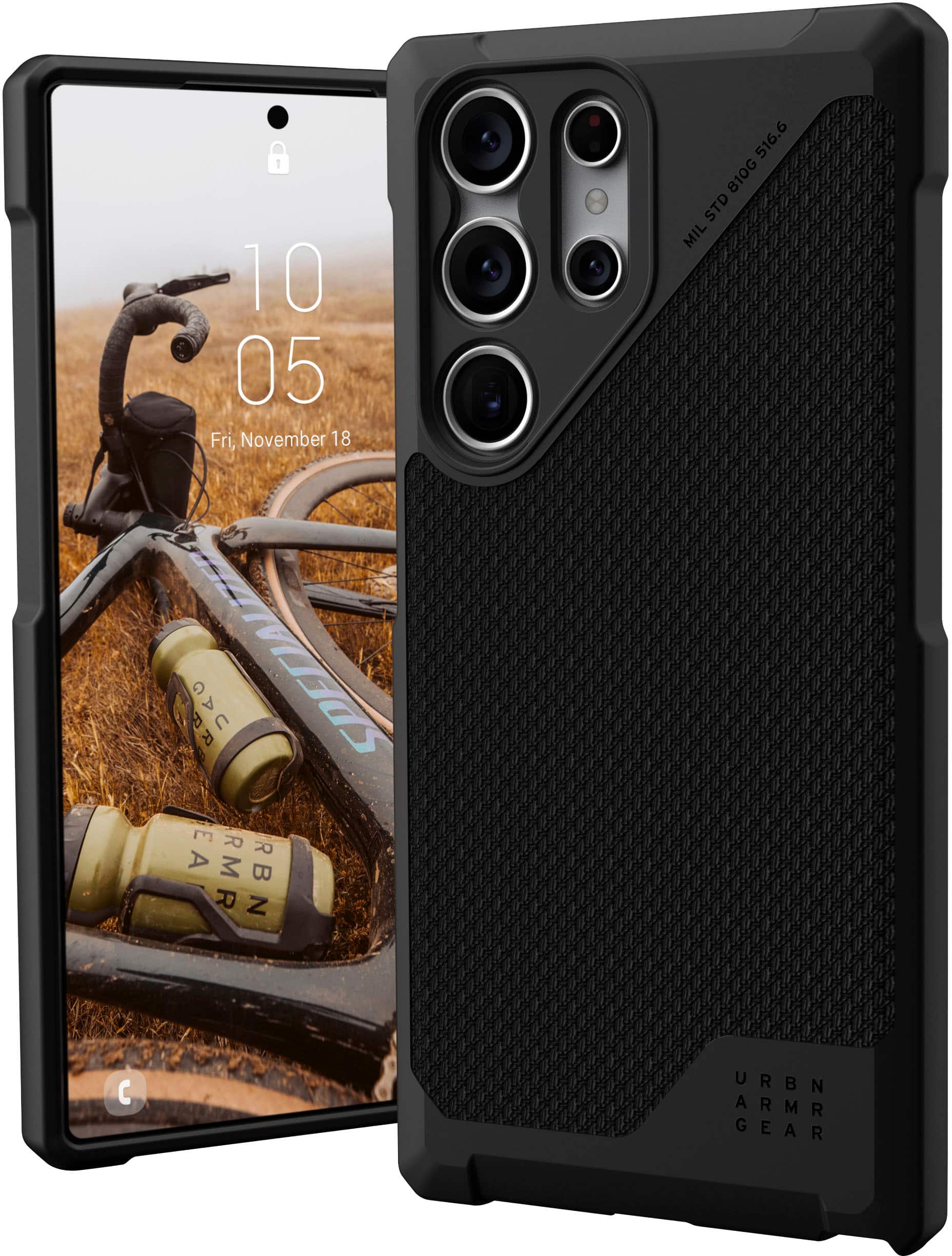 Front. UAG - Metropolis LT Pro Case for Galaxy S23 Ultra - Kevlar Black.