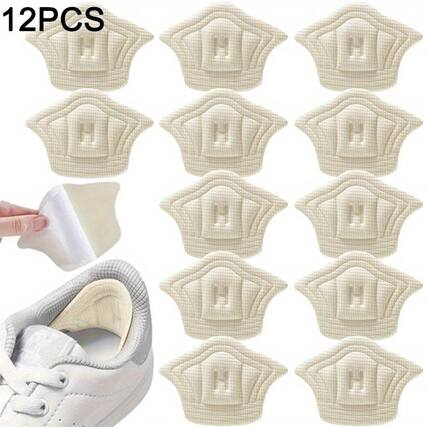 Front. Auledio - 12-Piece Adjustable Heel Pads - Wear-resistant nylon pads, 5mm thick, self-adhesive back for easy fitting - off white.