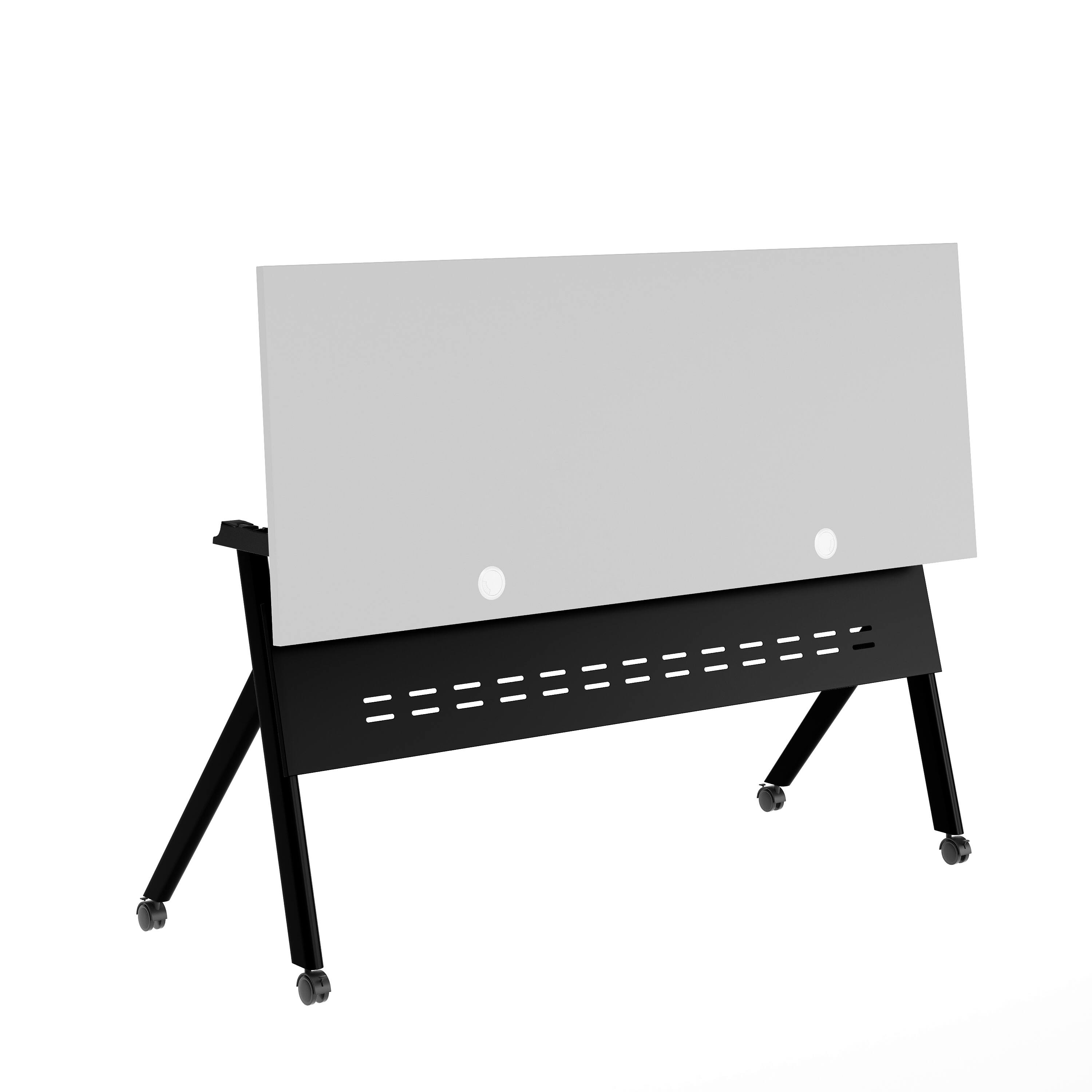 Alt View 8. Emma + Oliver - Griffin Heavy-Duty Flip Top Training Table with Nesting Design, Privacy Panel, Y-Legs, Tabletop, Metal Frame - Gray Top/Black Frame.