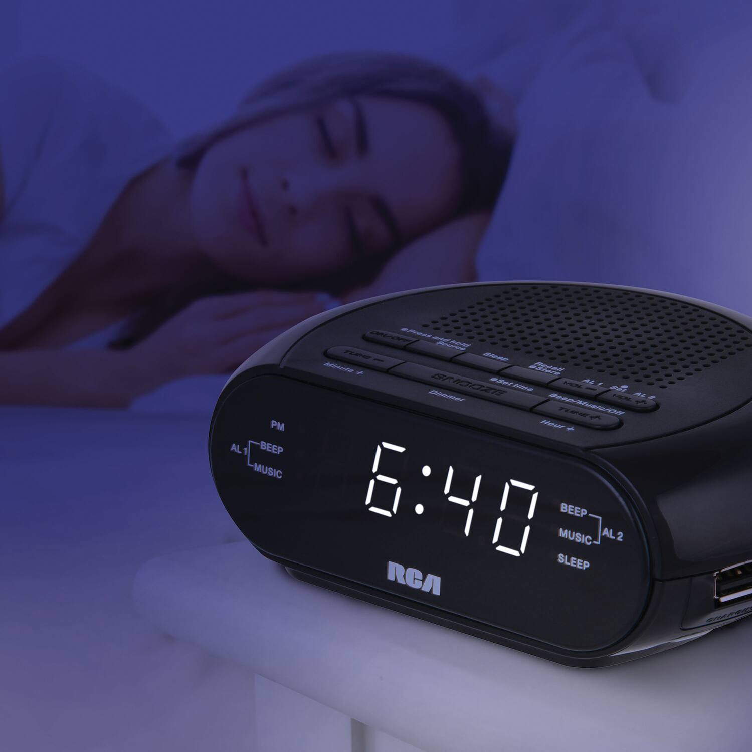 PM AL1 BEEP MUSIC n/aE SRA NP - Mmpte - 224 Sr100z N H C  AL1 o5 - Aa  ALP #Gseaee 3 NRR 3 HoUr 1 6:48 SLEEP MUSIC BEEP AL2 RCA W