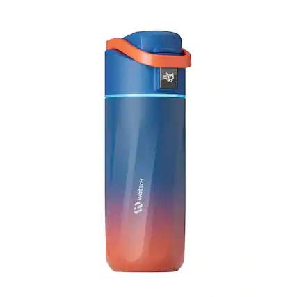 Front. WaterH - Interactive 16oz Smart Water Bottle for Kids – Gamified Hydration Tracker with Parent Monitoring and Drop Protection - Orange and Blue.
