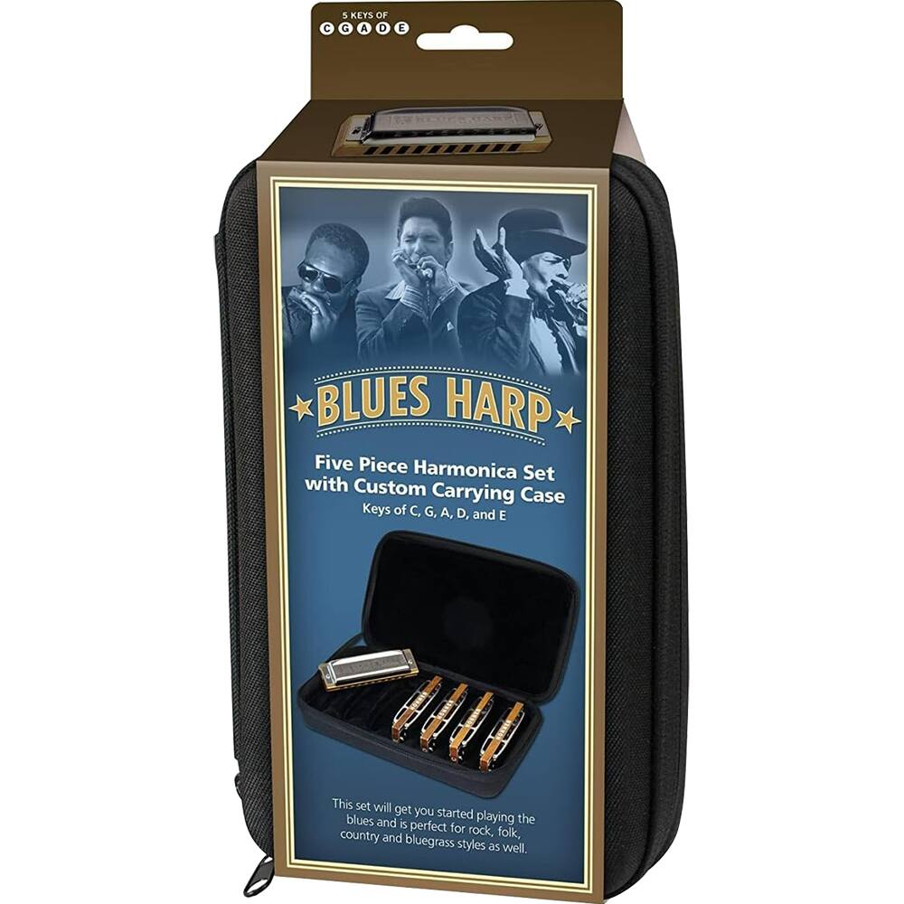 5 Keys of C, G, A, D, and E

Blues Harp
Five Piece Harmonica Set with Custom Carrying Case
Keys of C, G, A, D, and E

This set will get you started playing the blues and is perfect for rock, folk, country, and bluegrass styles as well.
