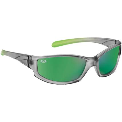 Front. Flying Fisherman - Flying Fisherman Kid's Buoy Junior Angler Sunglasses - Gray Lime/Amber Green Mirror - Gray Lime/Amber Green Mirror.