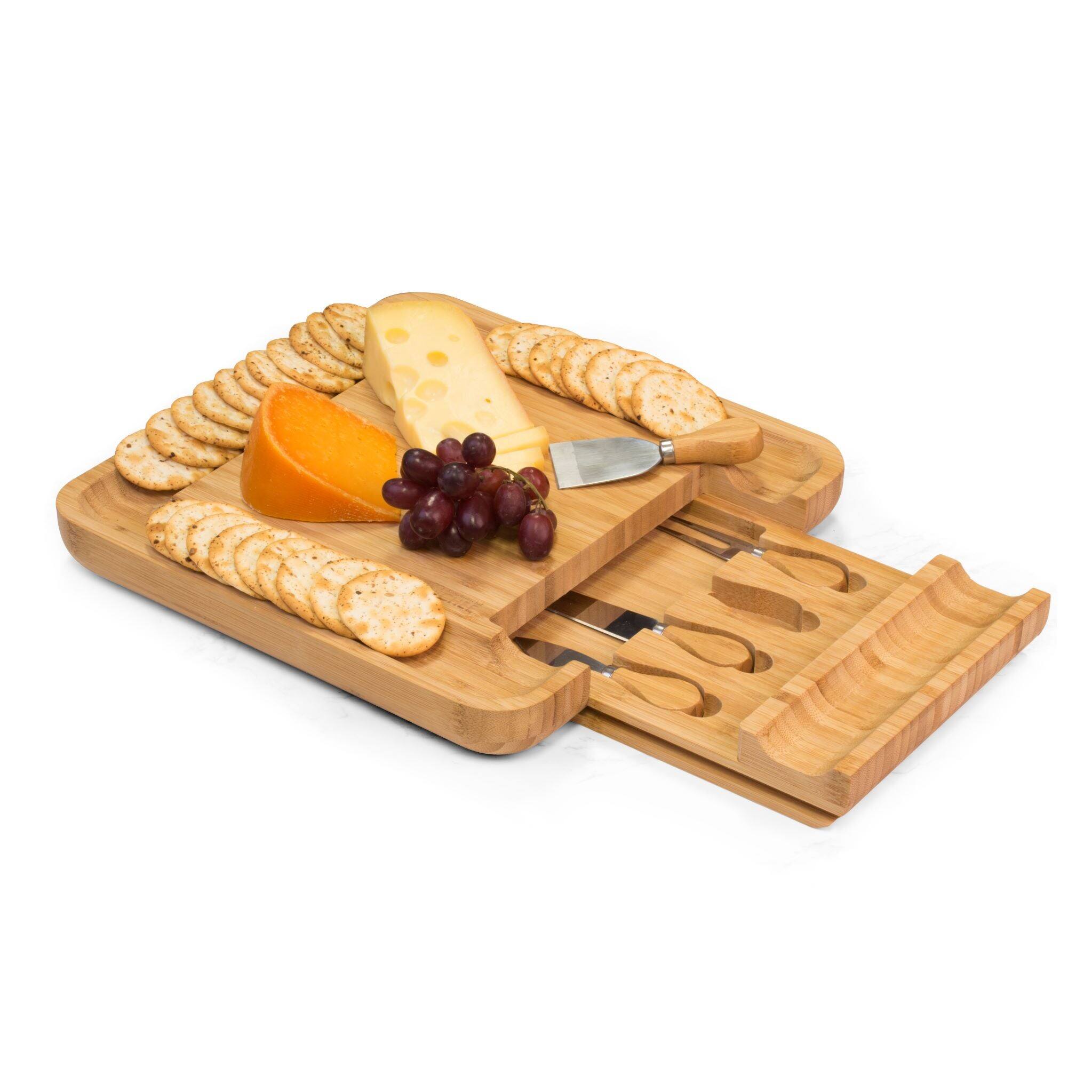 Front. Commercial Chef - COMMERCIAL CHEF Cheese Board Premium Bamboo Kitchen Cutting Board Wood Set - Wood.