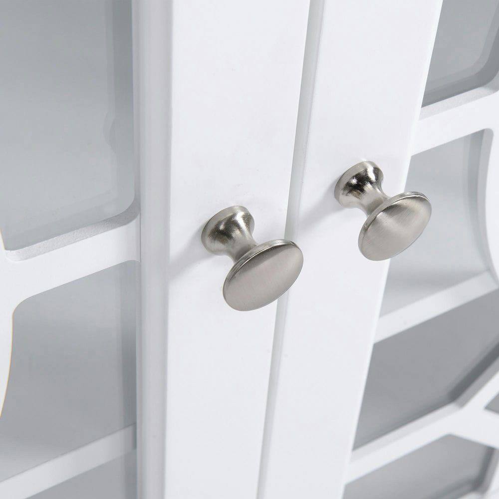 Left. Kadyn - Sideboard Buffet with Glass Door Front and Adjustable Interior Shelves, White - White.