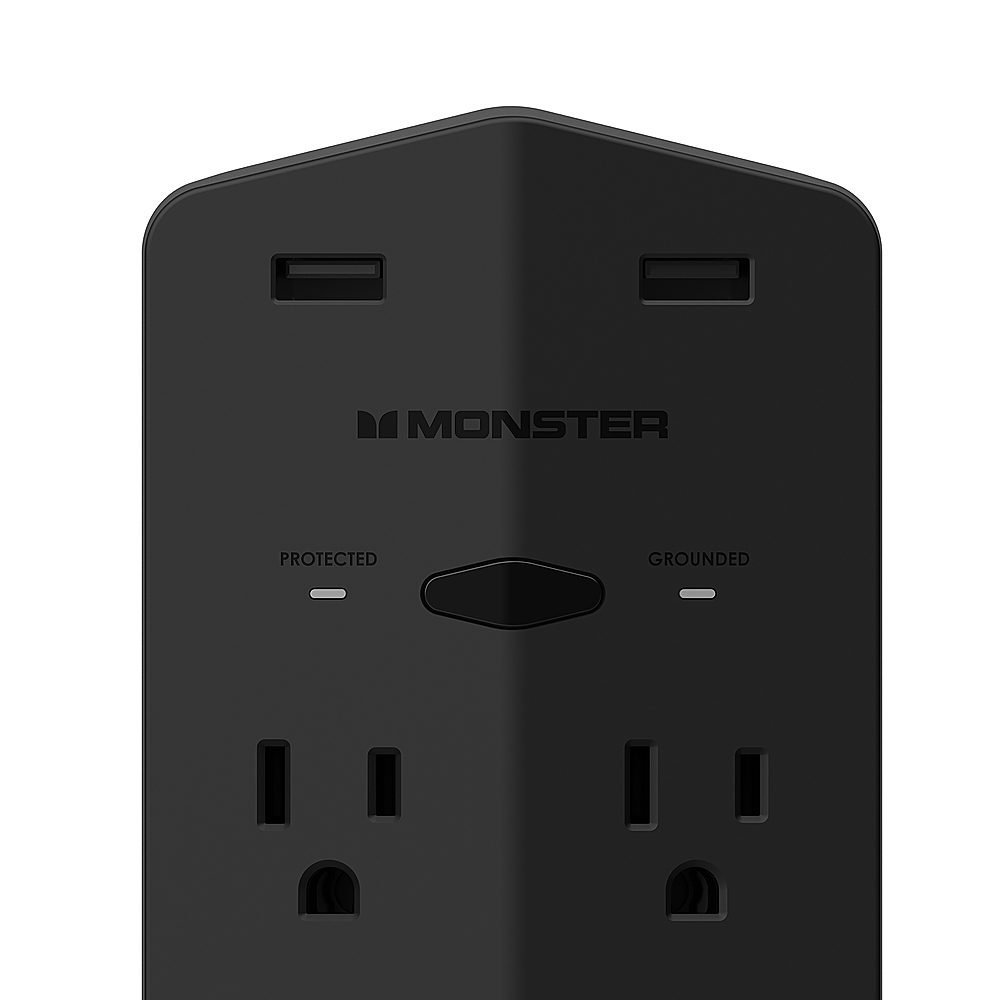 Monster - Power Shield: Magnetic Wall Outlet Extender - Black