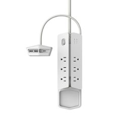 Monster - Power Center Vertex boasts  6 Outlet/2 USB-A port/20W USB-C 3000 Joules Surge Protector - White - Alt_View_Zoom_11