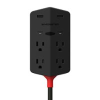 Monster - Power Shield XL 4 Outlet 2 USB-A 540 Joules Surge Protector - Black - Alt_View_Zoom_11