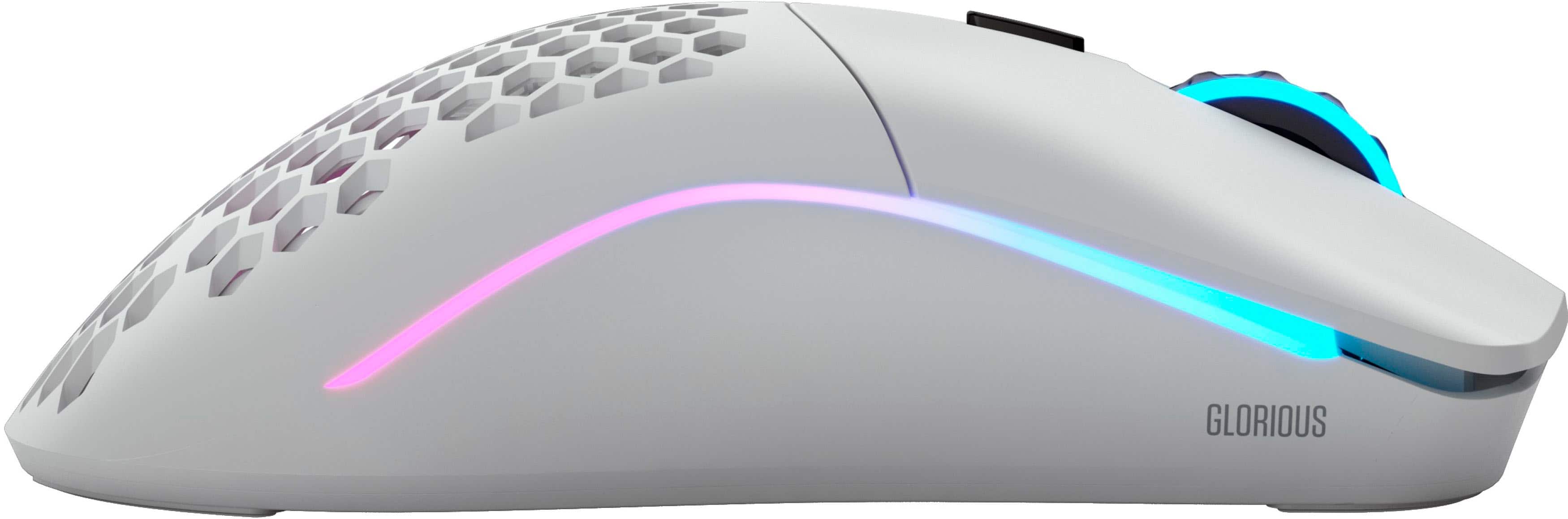 Alt View 11. Glorious - Glorious - Model O Minus Wireless Optical Honeycomb RGB Gaming Mouse - Matte White.