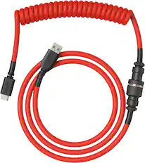 Front. Glorious - Coiled USB-C Artisan Braided Keyboard Cable for Mechanical Gaming Keyboards - Crimson Red.