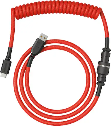 Front. Glorious - Coiled USB-C Artisan Braided Keyboard Cable for Mechanical Gaming Keyboards - Crimson Red.