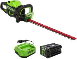 Greenworks - 80 Volt 24" Brushless Hedge Trimmer (2.0Ah Battery & Charger Included) - green - Front_Zoom