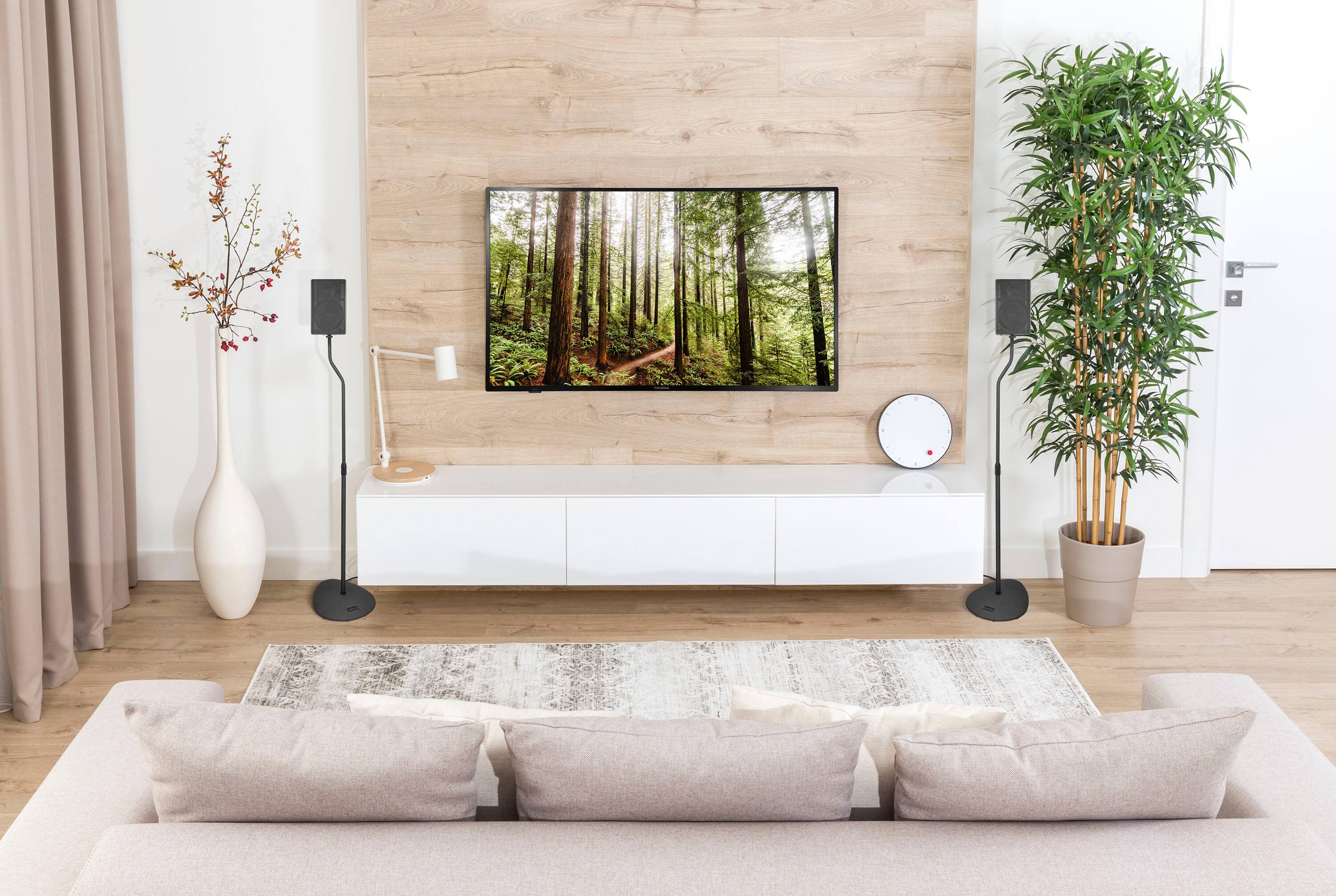 Left. Insignia™ - 28 – 38" Adjustable Height Speaker Stands for Satellite Speakers - Black.