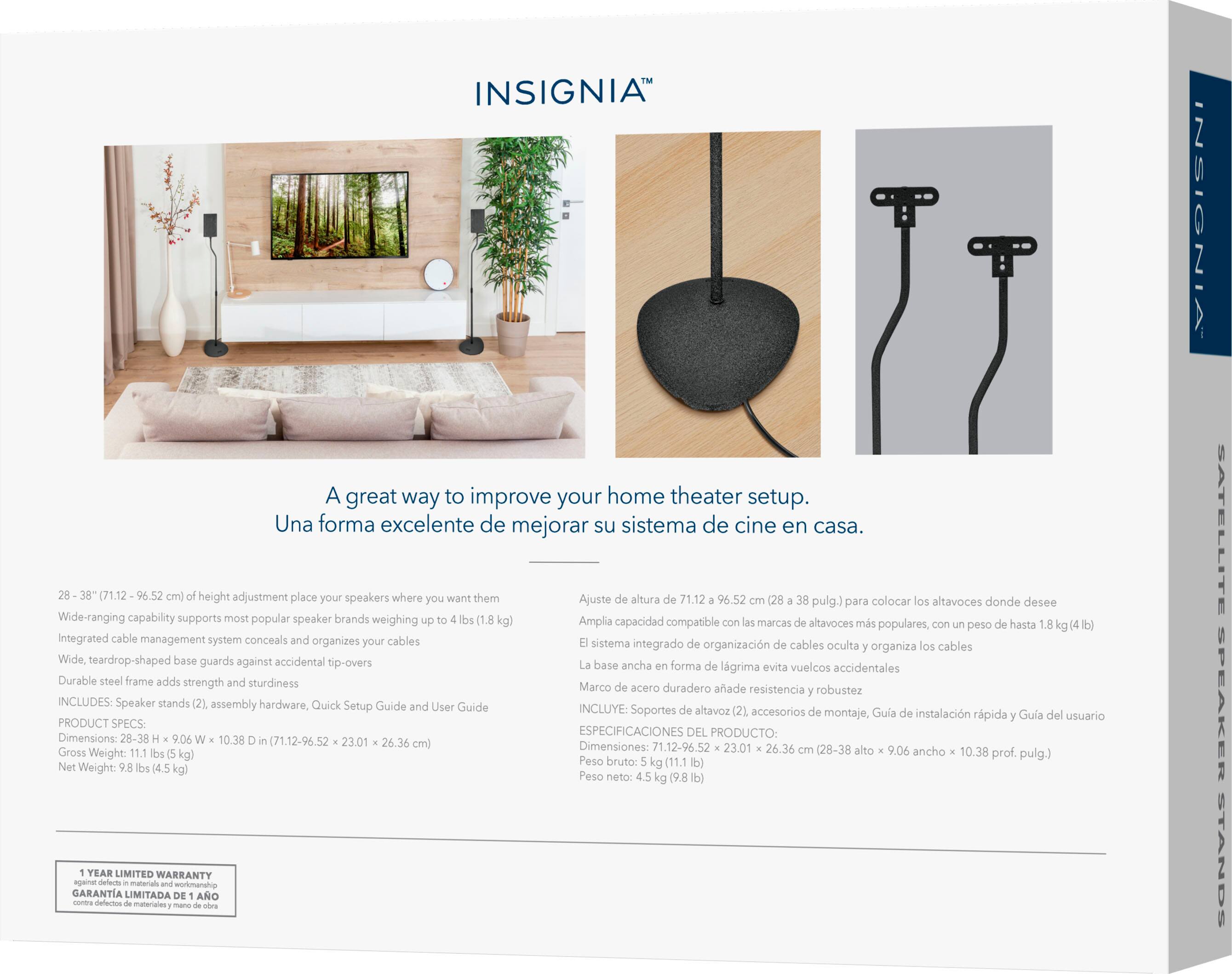 Alt View 22. Insignia™ - 28 – 38" Adjustable Height Speaker Stands for Satellite Speakers - Black.