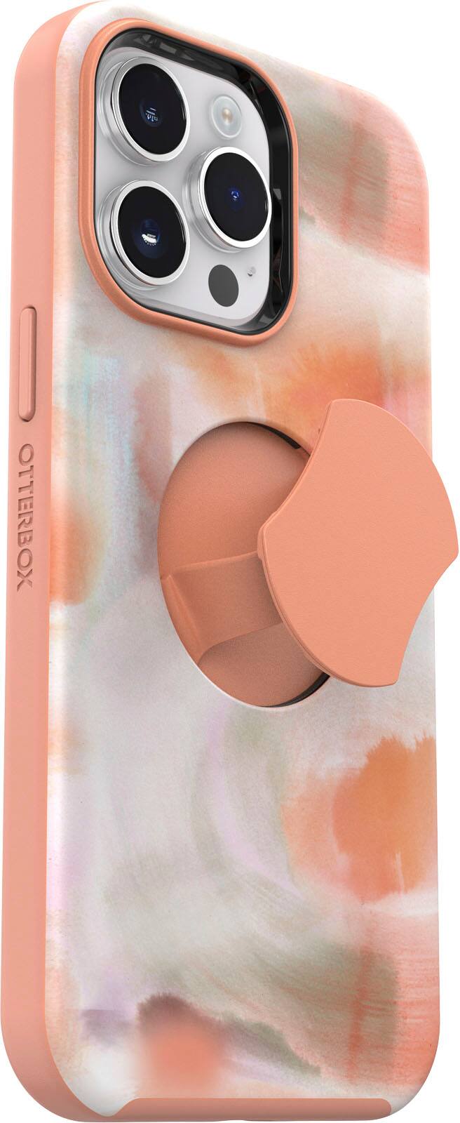 Angle. OtterBox - OtterGrip Symmetry Series Hard Shell for Apple iPhone 14 Pro Max - Peaches.