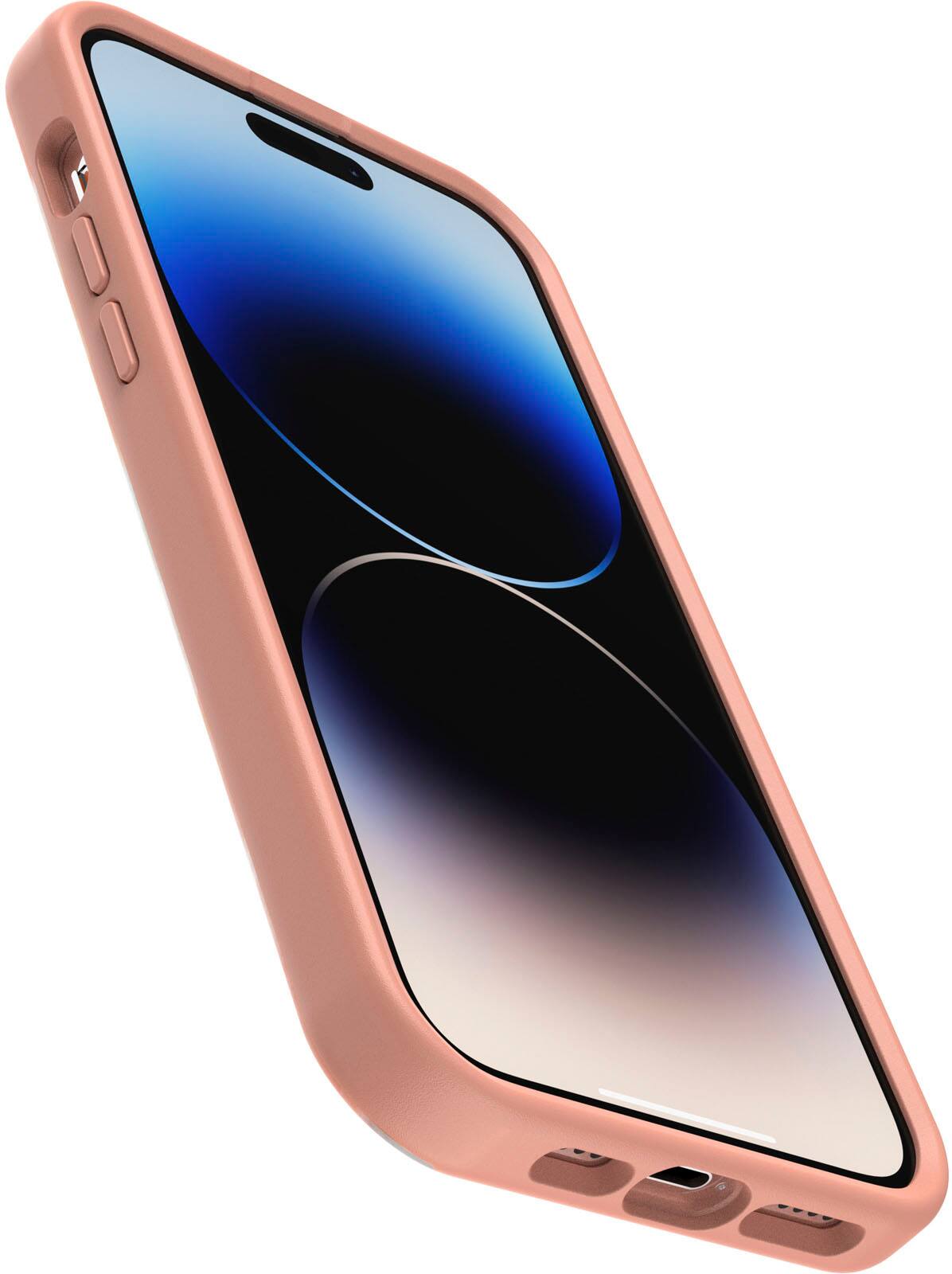 Left. OtterBox - OtterGrip Symmetry Series Hard Shell for Apple iPhone 14 Pro Max - Peaches.