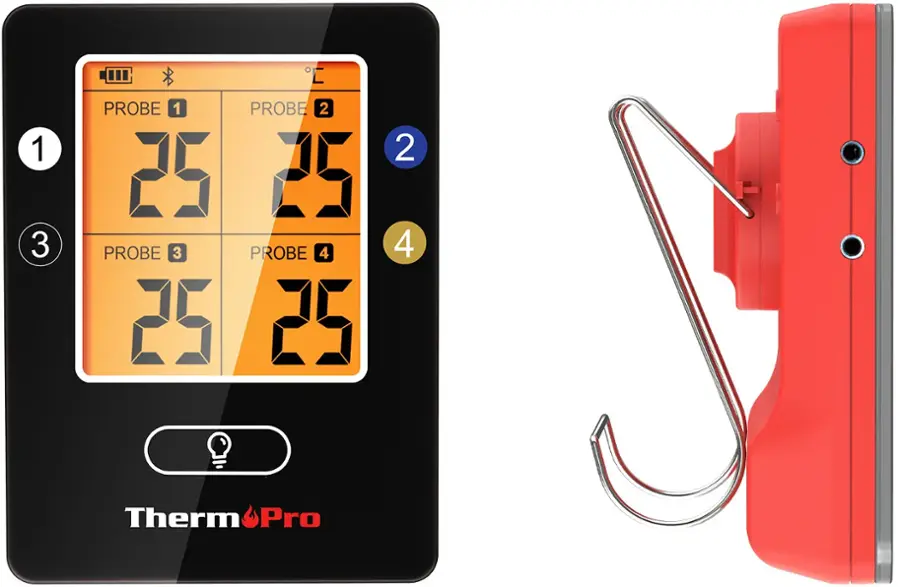 Alt View 28. ThermoPro - Bluetooth 4 Probes Wireless Food Thermometer - Black/Red.