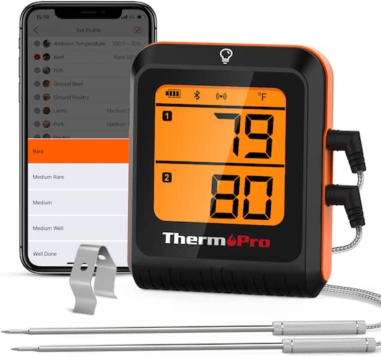 ThermoPro Bluetooth Dual Probe Digital Meat Thermometer Black TP920W - Best  Buy