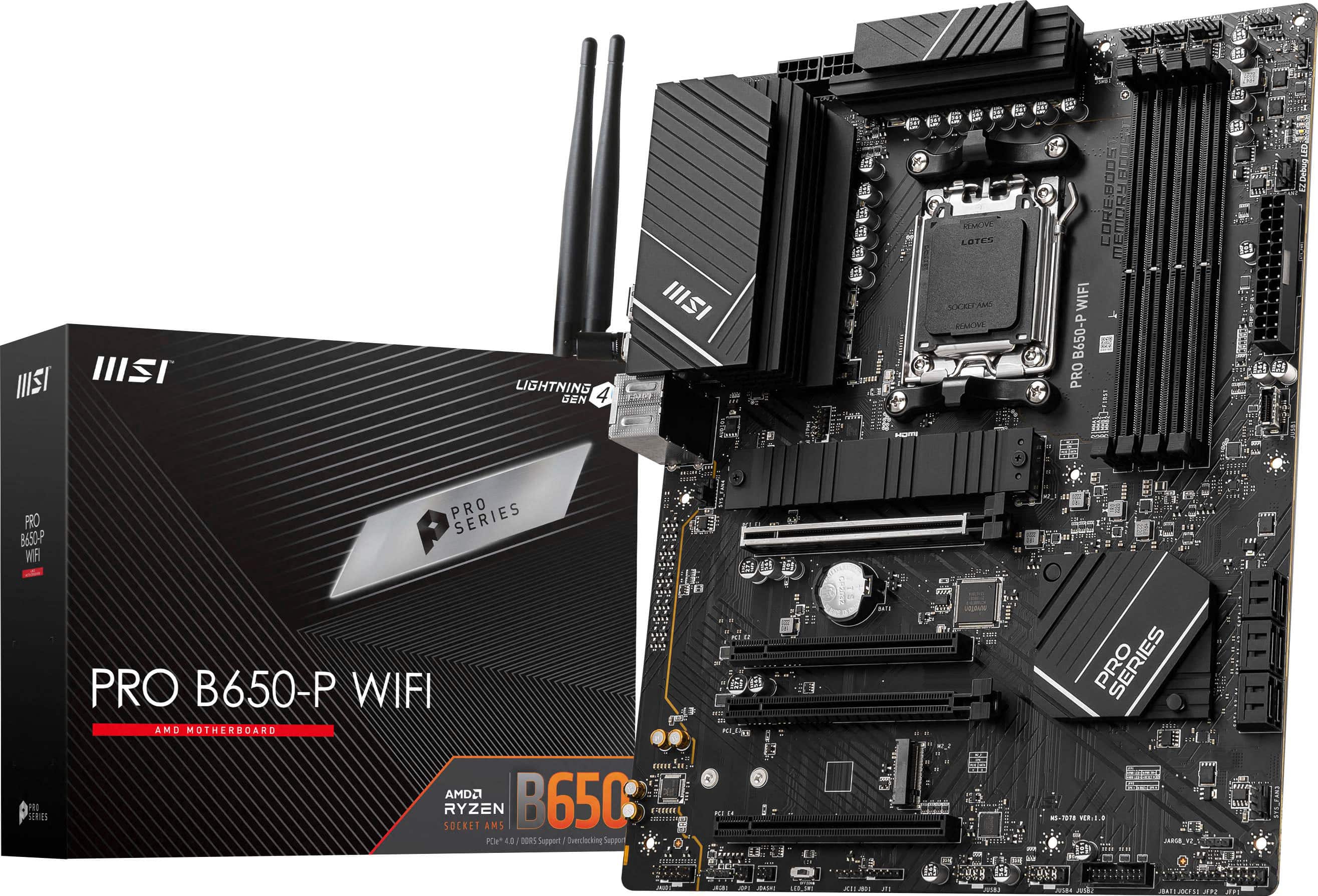 MSI - PRO B650-P WIFI (Socket AM5) AMD B650 ATX DDR5 Wi-Fi 6E Motherboard - Black - Front_Zoom