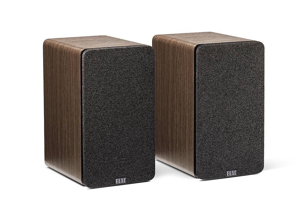 Front. ELAC - Debut Connex Powered Bookshelf Outdoor Speakers (Pair) with ARC - Walnut.
