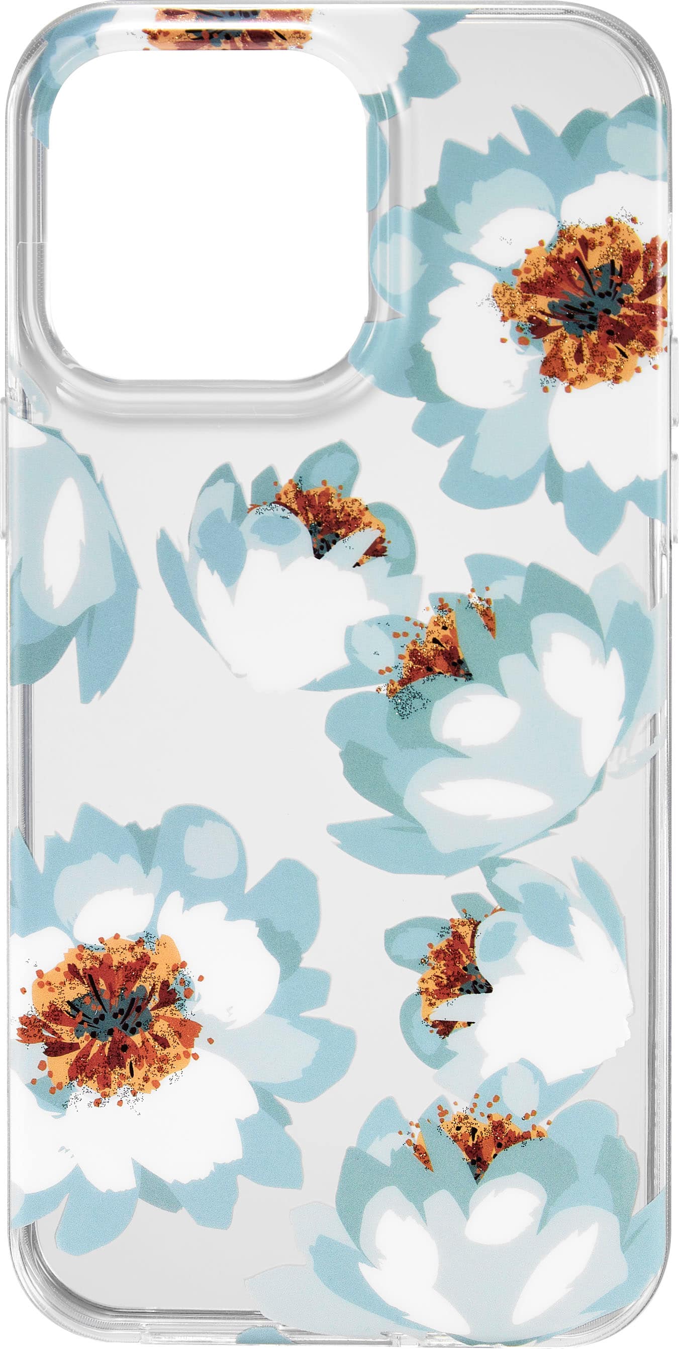 Front. Insignia™ - Hard-Shell Case for iPhone 14 Pro Max - Blue flower.