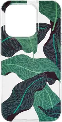 Front. Insignia™ - Hard-Shell Case for iPhone 14 Pro - Tropical Leaves.