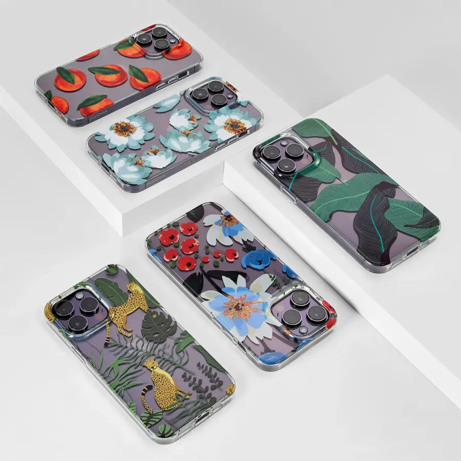 Alt View 12. Insignia™ - Hard-Shell Case for iPhone 14 Pro - Tropical Leaves.