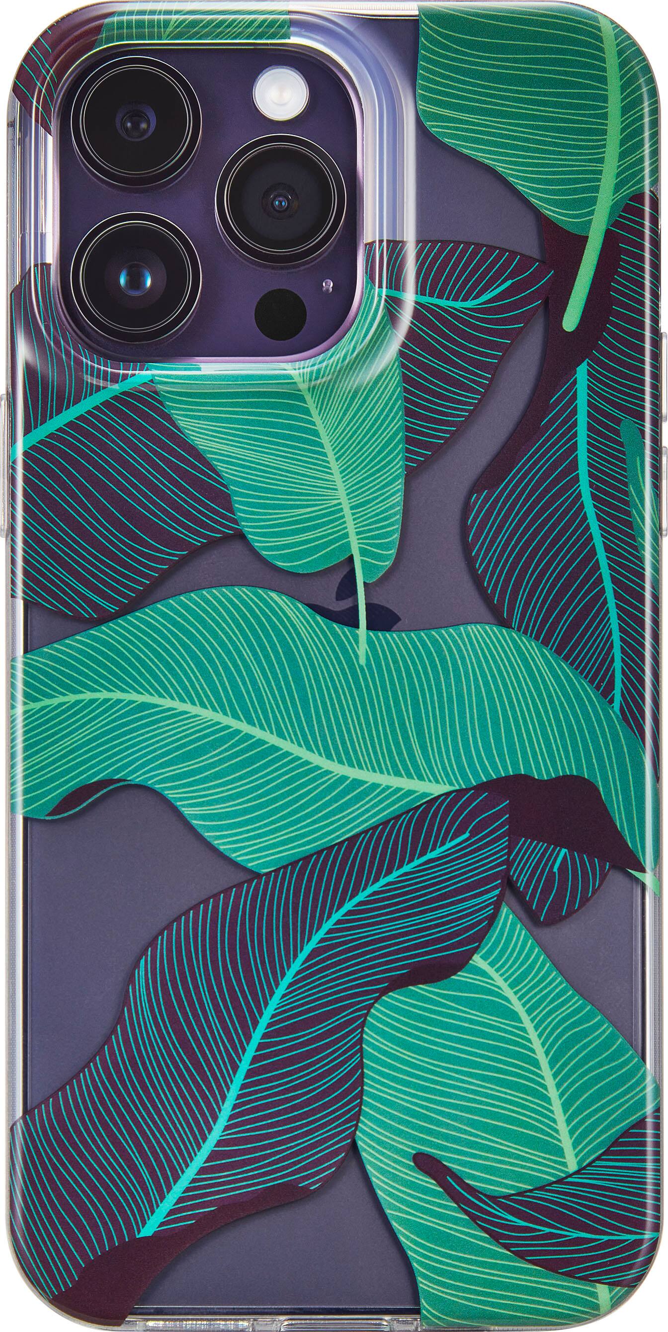 Alt View 3. Insignia™ - Hard-Shell Case for iPhone 14 Pro - Tropical Leaves.
