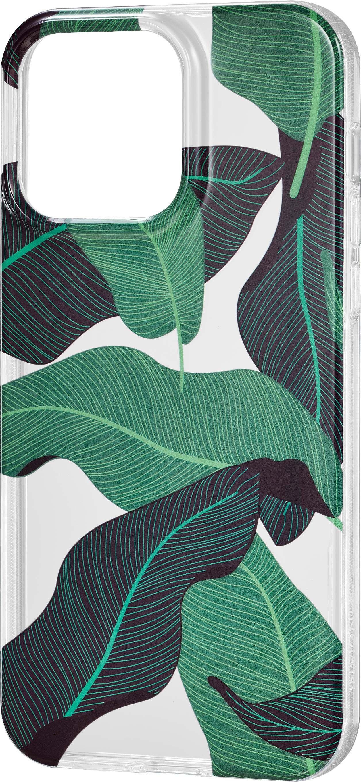Left View: Insignia™ - Hard-Shell Case for iPhone 14 Pro Max - Tropical Leaves
