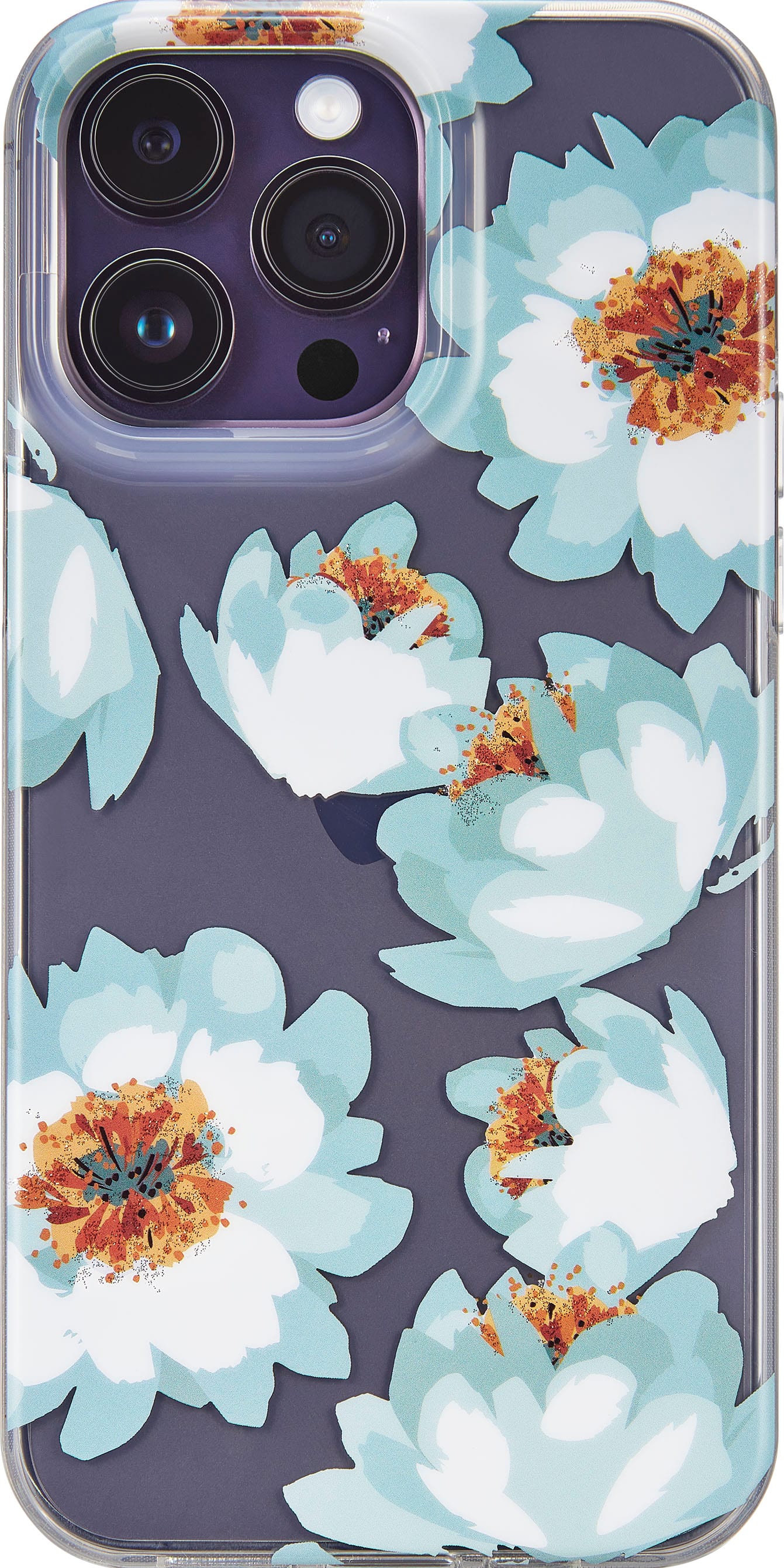 Alt View 3. Insignia™ - Hard-Shell Case for iPhone 14 Pro - Blue flower.