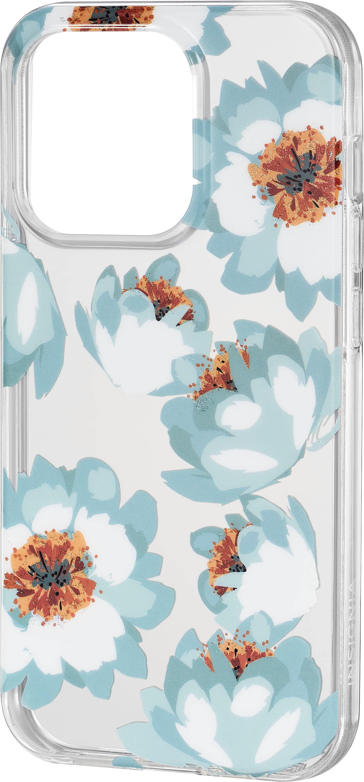 Left View: Insignia™ - Hard-Shell Case for iPhone 14 Pro - Blue flower