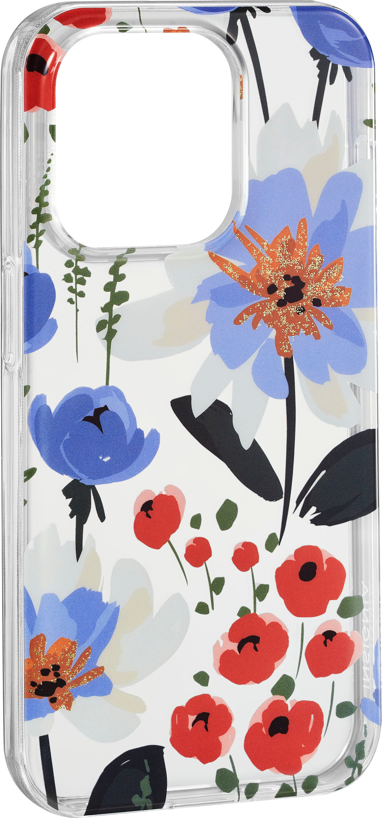 Angle. Insignia™ - Hard-Shell Case for iPhone 14 Pro - Spring Flowers.
