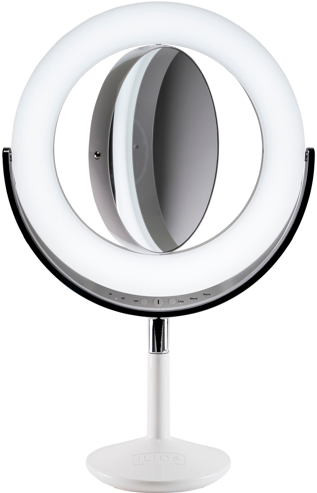Left View: Ilios - All-in-One Makeup Mirror & Beauty Ring Light - White