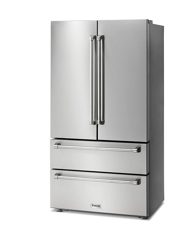 Angle. Thor Kitchen - 22.5 Cu. Ft. Professional French Door Counter Depth Refrigerator with Ice Maker - Stainless Steel.