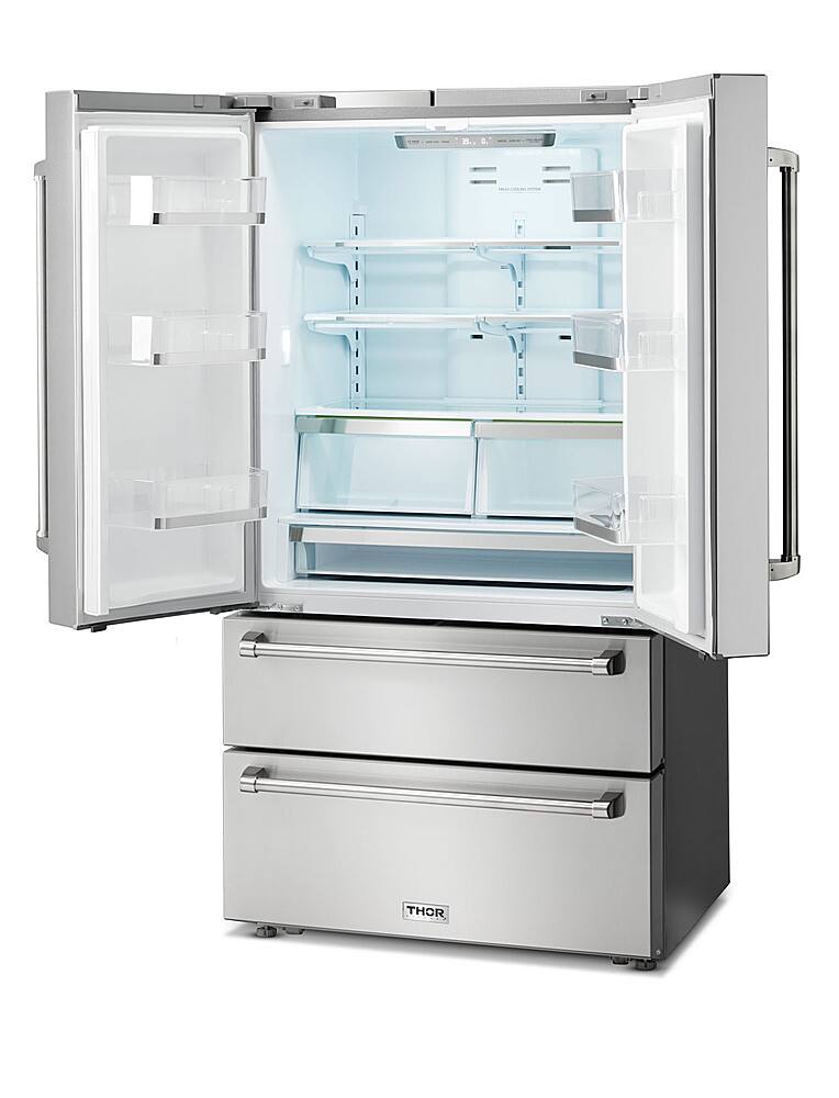 Alt View 1. Thor Kitchen - 22.5 Cu. Ft. Professional French Door Counter Depth Refrigerator with Ice Maker - Stainless Steel.
