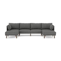 Burrow - Modern Field 4-Seat Sofa with Double Attachable Ottoman - Carbon - Front_Zoom