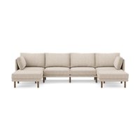 Burrow - Modern Field 4-Seat Sofa with Double Attachable Ottoman - Oatmeal - Front_Zoom
