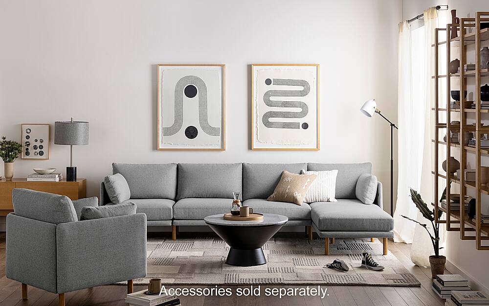 Burrow Modern Field 2Seat Sofa with Attachable Ottoman Fog FLRSTSFFD