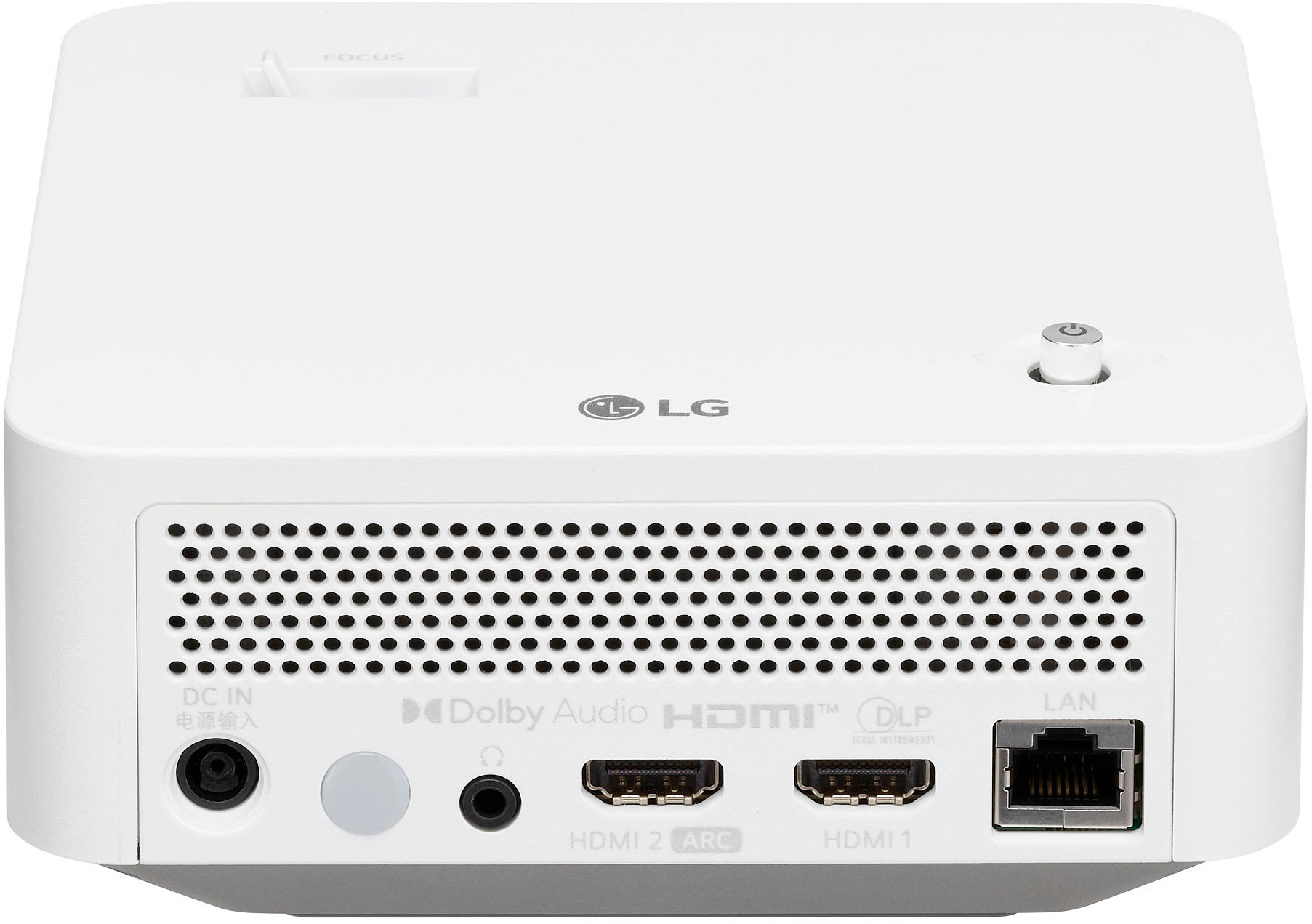Back View: LG - CineBeam PF510Q Full HD 1080p Wireless Smart DLP Portable Projector with High Dynamic Range - White