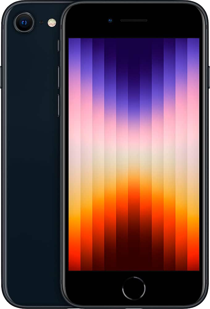 Front. Apple - Pre-Owned iPhone SE 2022 5G (3rd Gen) 128GB (Unlocked) - Midnight.