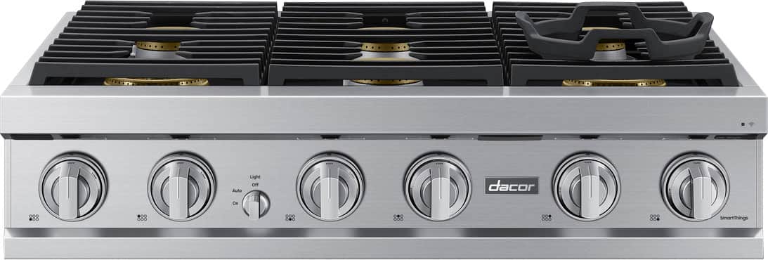 Dacor - 36" Built-In Gas Rangetop with 6 Burners - Silver Stainless Steel - Front_Zoom