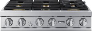 Dacor - Transitional 36" Built-In Gas Rangetop with 6 Burners - Silver Stainless Steel - Front_Zoom