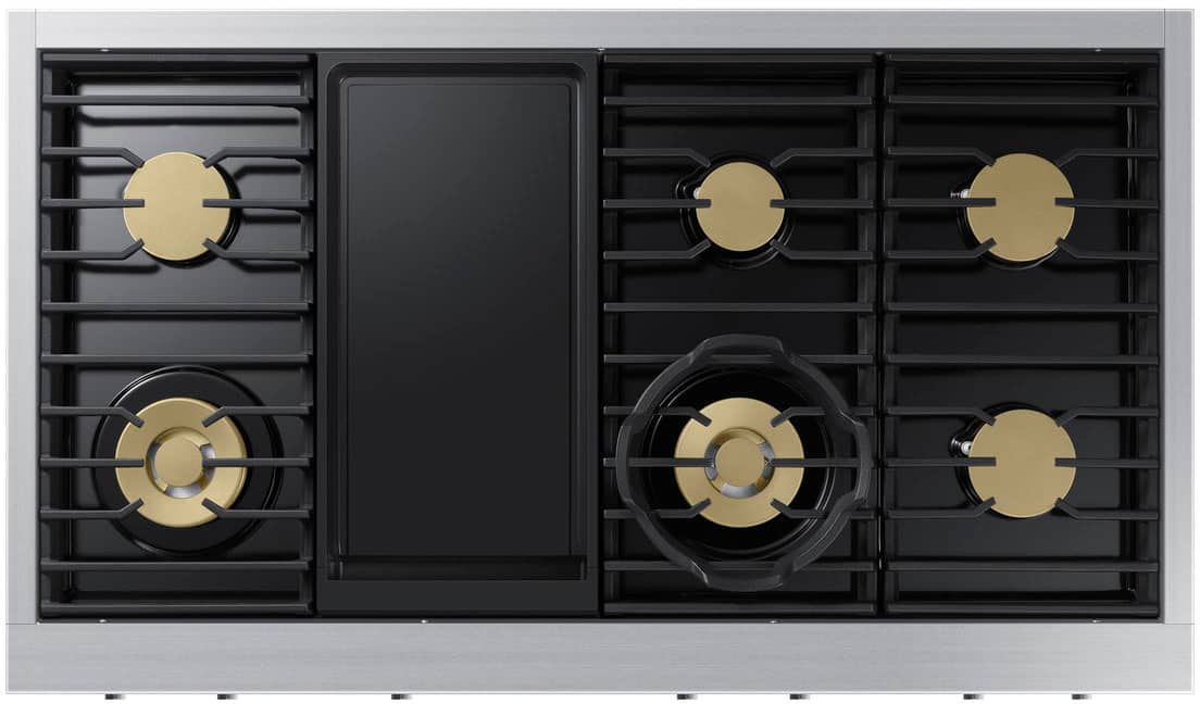 Alt View 12. Dacor - Transitional 48" Built-In Gas Rangetop with 6 Burners and Griddle - Silver Stainless Steel.